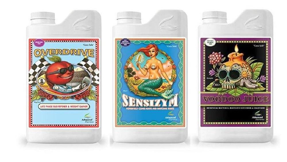 Advanced Nutrients Overdrive, Voodoo Juice, Sensizym 1 Liter Bundle Pack Booster