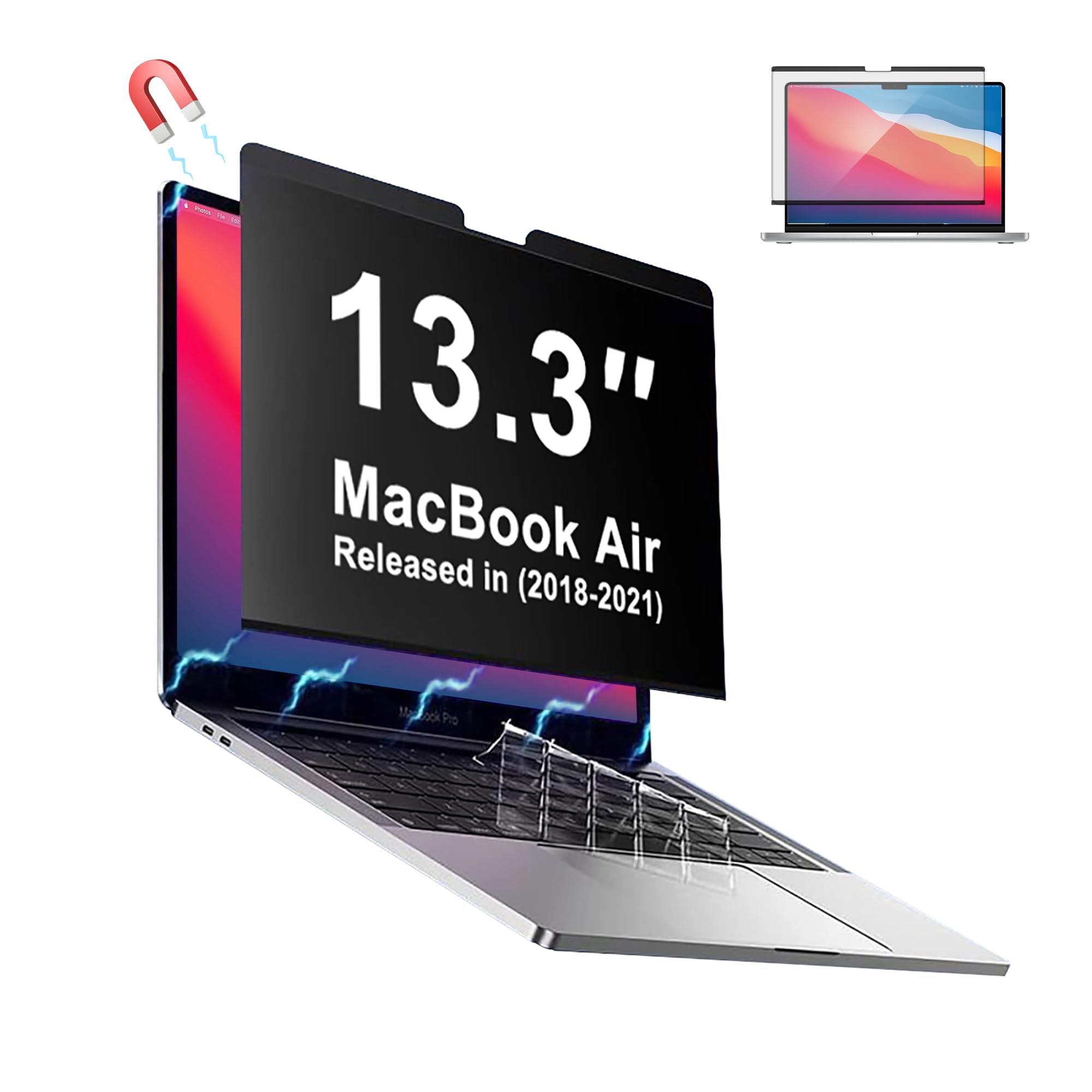 ZingUp Magnetic Privacy Screen Protector Guard for MacBook Air 13.3 Inch (2018-202), Removable Anti Spy Blue Light Glare Shield Film Laptop Privacy Filter for Apple Mac Air 13.3" (A1932,A2179,A2337) -1 Park (B0DFVY9DQX) Amazon Price History, Amazon Price Tracker