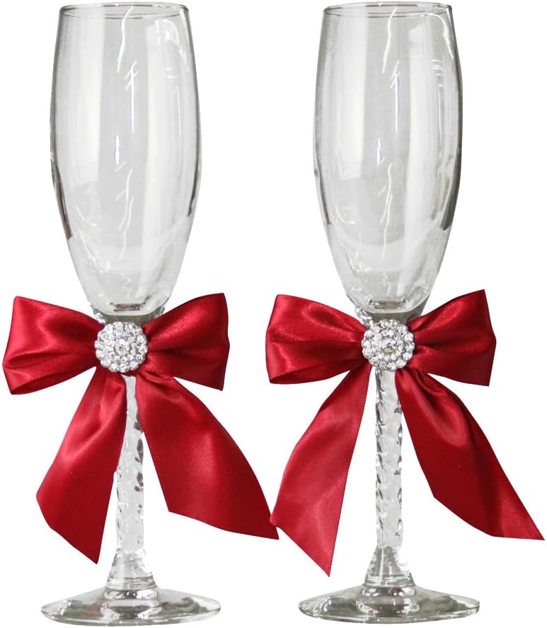 Jamie Lynn Red Allure Collection Toasting Flutes, Set of 2