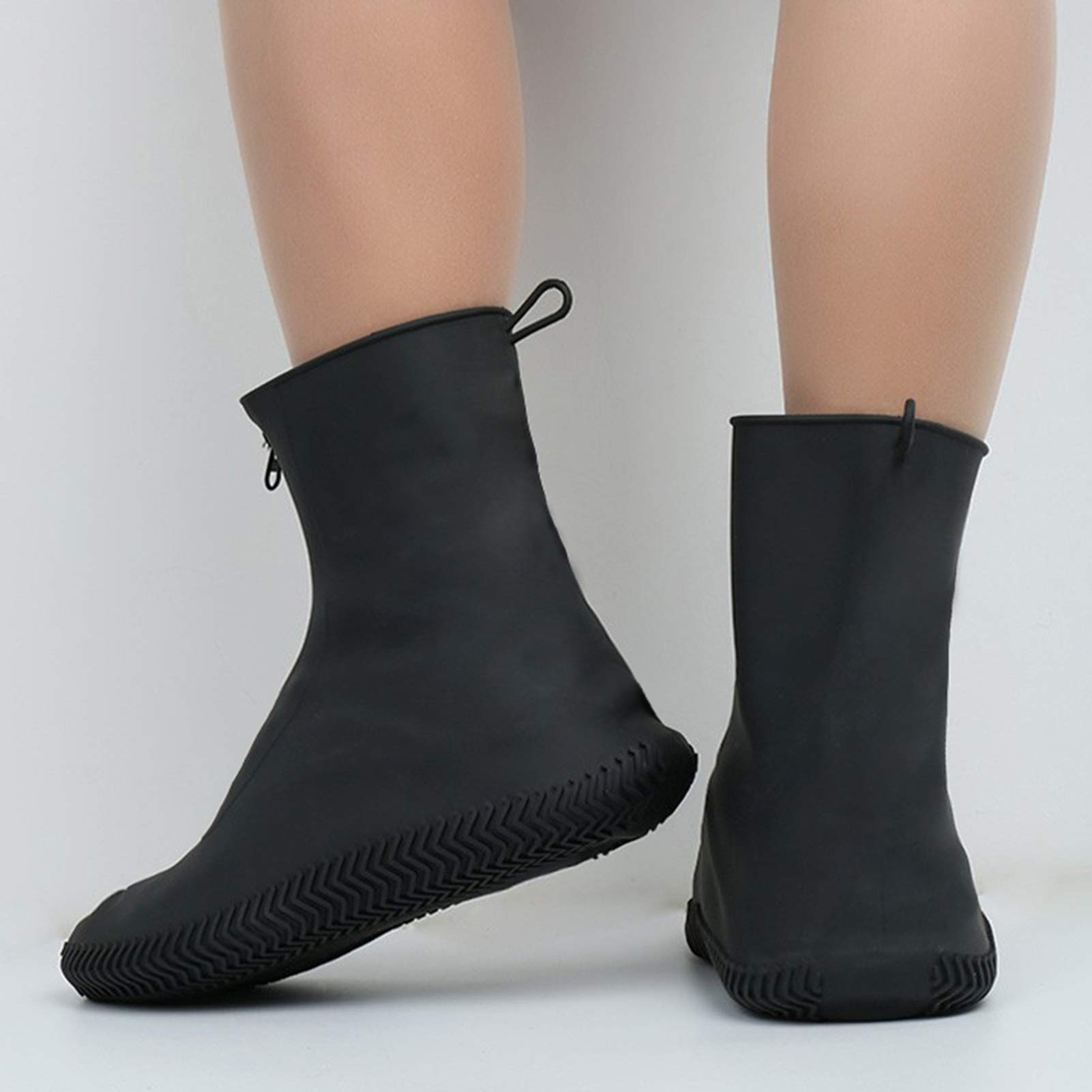 Copriscarpe Antipioggia Copriscarpe Impermeabile in Silicone Tubo Alto Antipioggia Antiscivolo Suola Spessa Resistente all'Usura Spruzzi d'Acqua con Cerniera per Uomini E Donne
