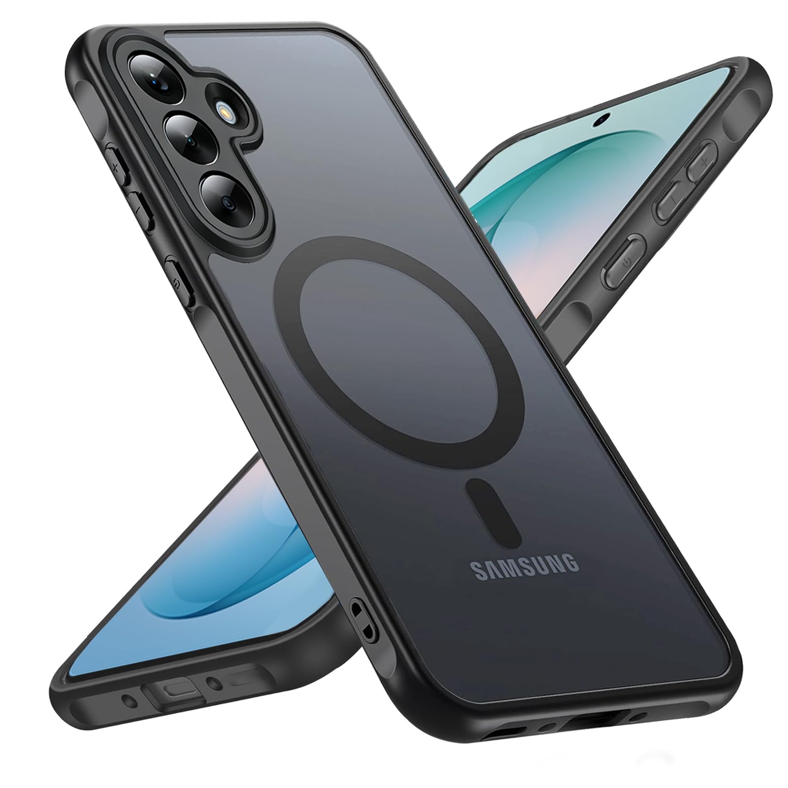 Handyhülle für Samsung Galaxy S26 5G Hülle Kompatibel mit MagSafe, Vollständiger Kameraschutz, Eingebauter Magnetring, Stoßfest Kratzfest Transluzente Matt Samtiger Haptik Extrem Case, Schwarz