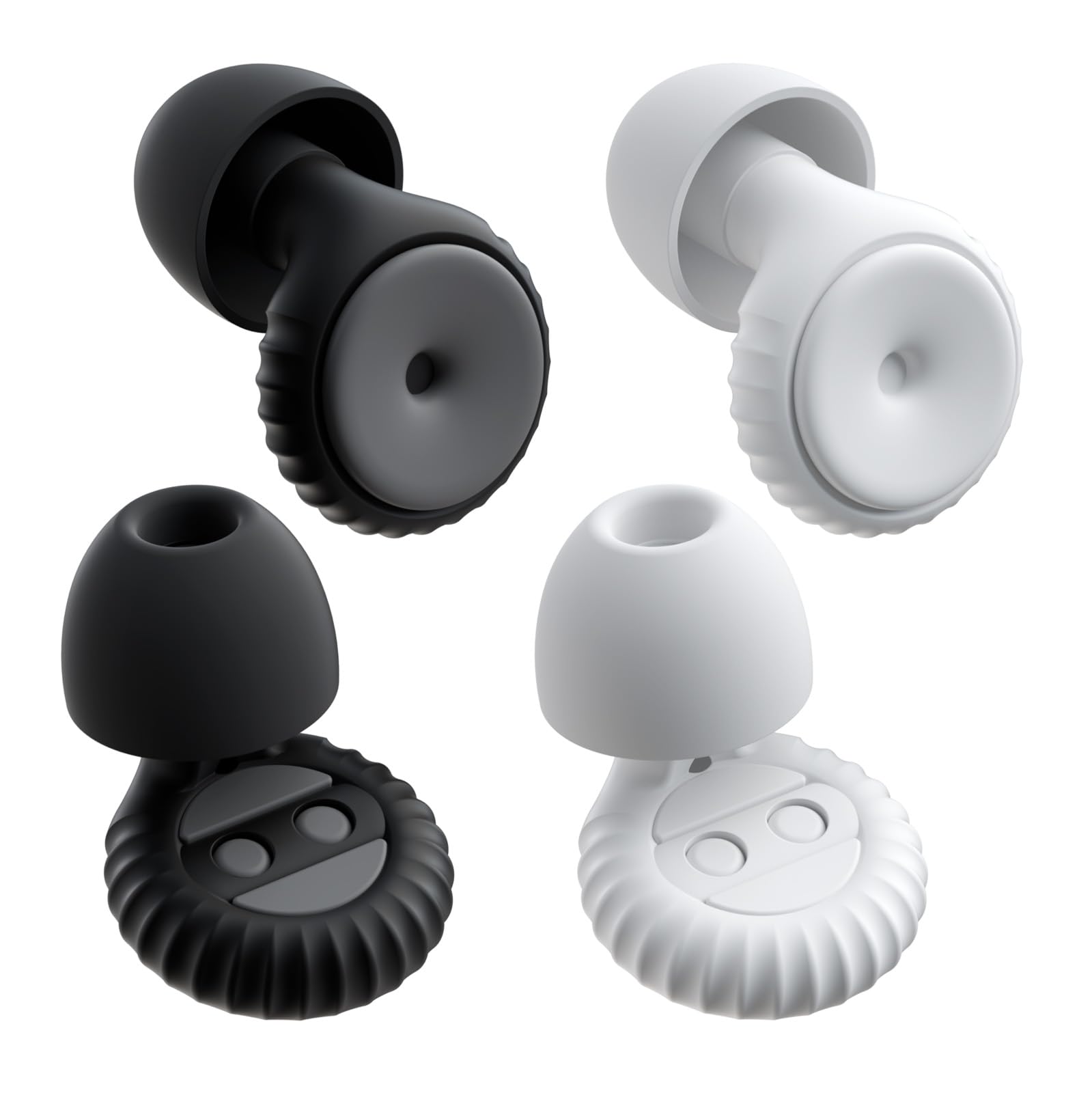 SISIXILE 2 Pairs of Ear Plugs for Sleeping, Made of Ultra-Comfortable Silicone with Passive Noise Reduction Technology for Noise Reduction 45 dB, 8 Ear Tips in XS/S/M/L, Black+White