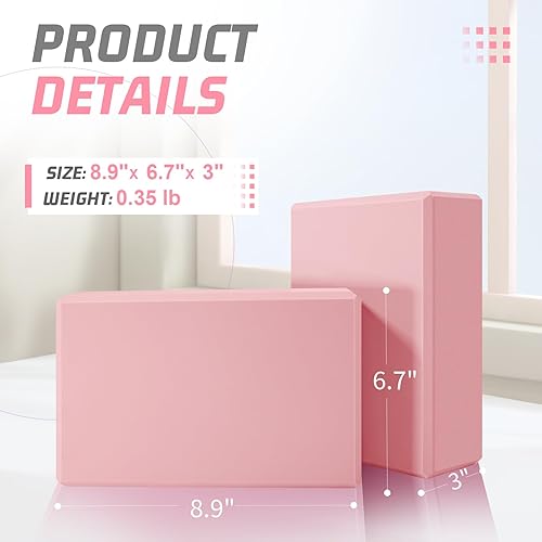 Miniatura 2 de Yoga Blocks 4 Pack - Premium EVA Foam Bricks for Pilates Workout, Stretching, Meditation - Yoga Brick for Flexibility, Balance, Spine Strength,
