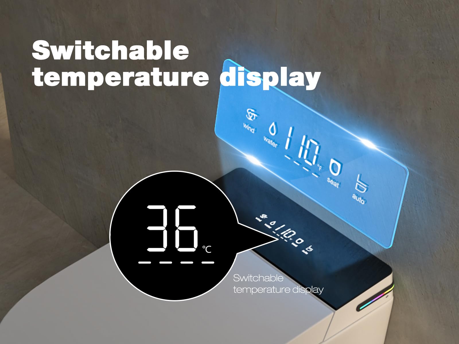 MEJE #MZE-G830E - Toilette intelligente da parete, WC intelligente allungato con bidet integrato, sedile riscaldato, asciugatrice ad aria calda, scarico automatico, apertura e chiusura automatica,