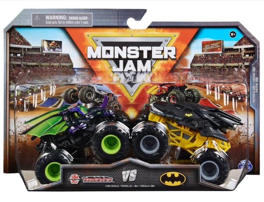Monster Jams Dragonoid vs Batman, 1:64 Scale Double Pack