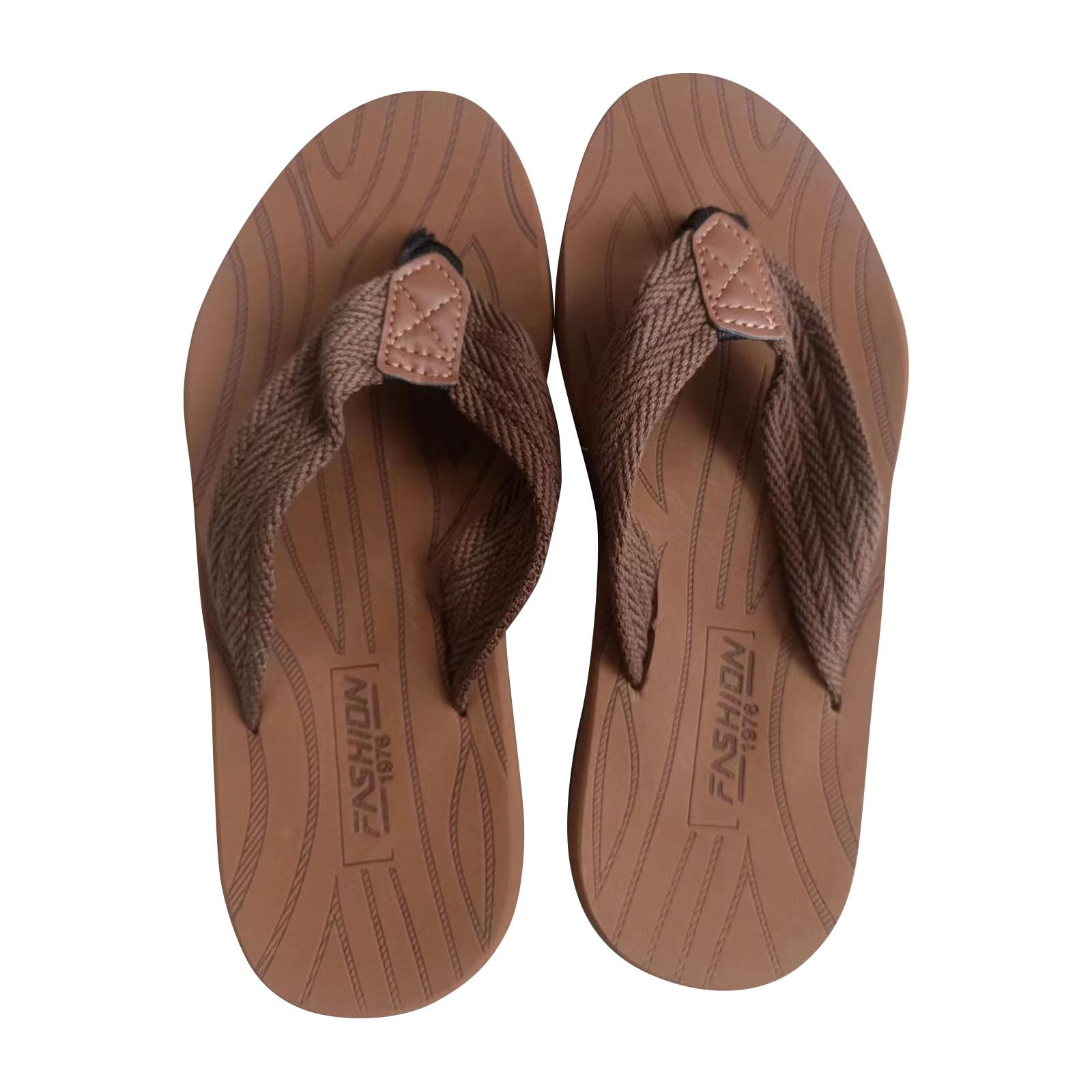 Men Sandals Clearance Flat Flip-flops Sandals Summer Open Toe Sandals Round Head Non Slip Slippers Outdoor Casual Slides Shoes Woven Belt Flip-flops Flat Heel Clip Sandals UK Size 8-8.5