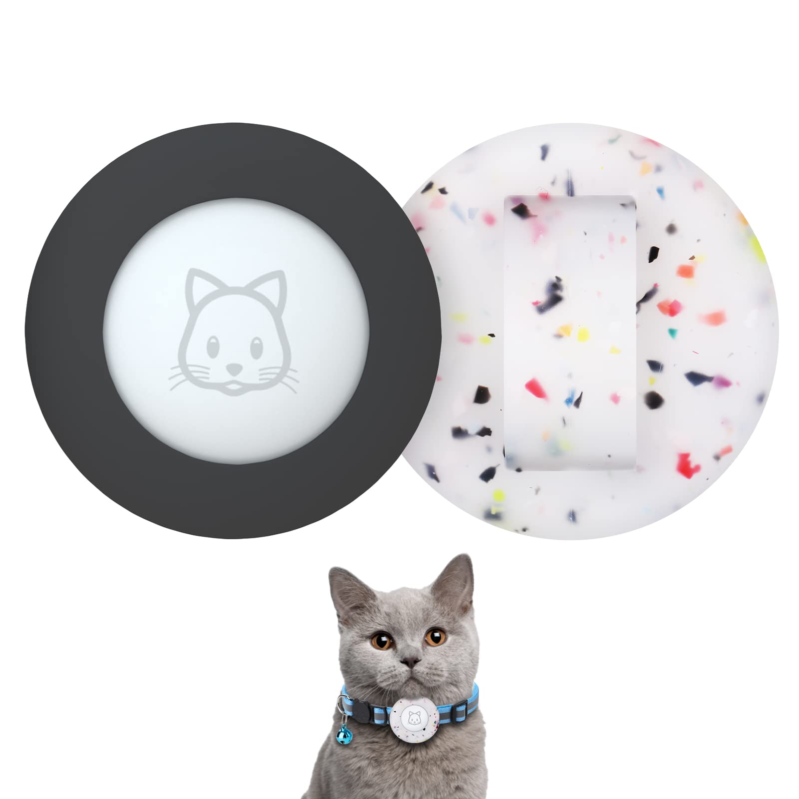 SimpleThings 2022 Airtag Soporte para Collar de Gato, pequeño Soporte para Collar de Gato Compatible con Apple Airtag, 2 Fundas Protectoras Impermeables para Collar de Mascotas en un Plazo de 1 cm