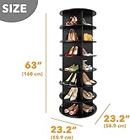Vista 2 de SpaceAid 7 Tier Rotating Shoe Rack Tower, Spinning Shoe Display Lazy Susan, Revolving 360 Shoe Rack Storage Round Carousel, Vertical Handbag Rotate