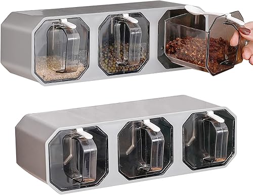 Caja de condimentos, paquete de 2 contenedores transparentes de almacenamiento para condimentos, juego combinado de tarros de condimentos montados