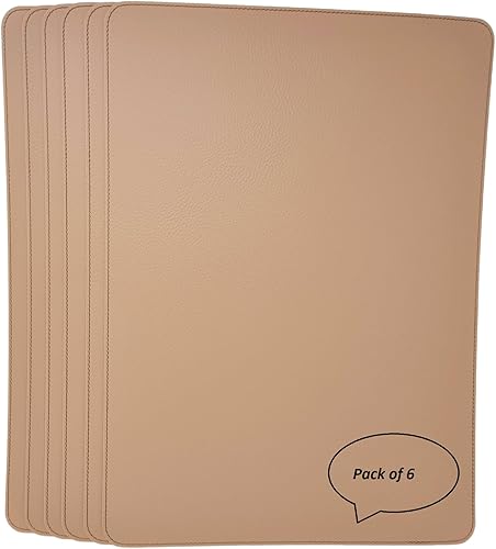 Miniatura 12 de Nikalaz Juego de 6 manteles individuales de cuero reciclado (18 x 13 pulgadas, negro) Negro,Marrón,Rojo navideño,Blanco