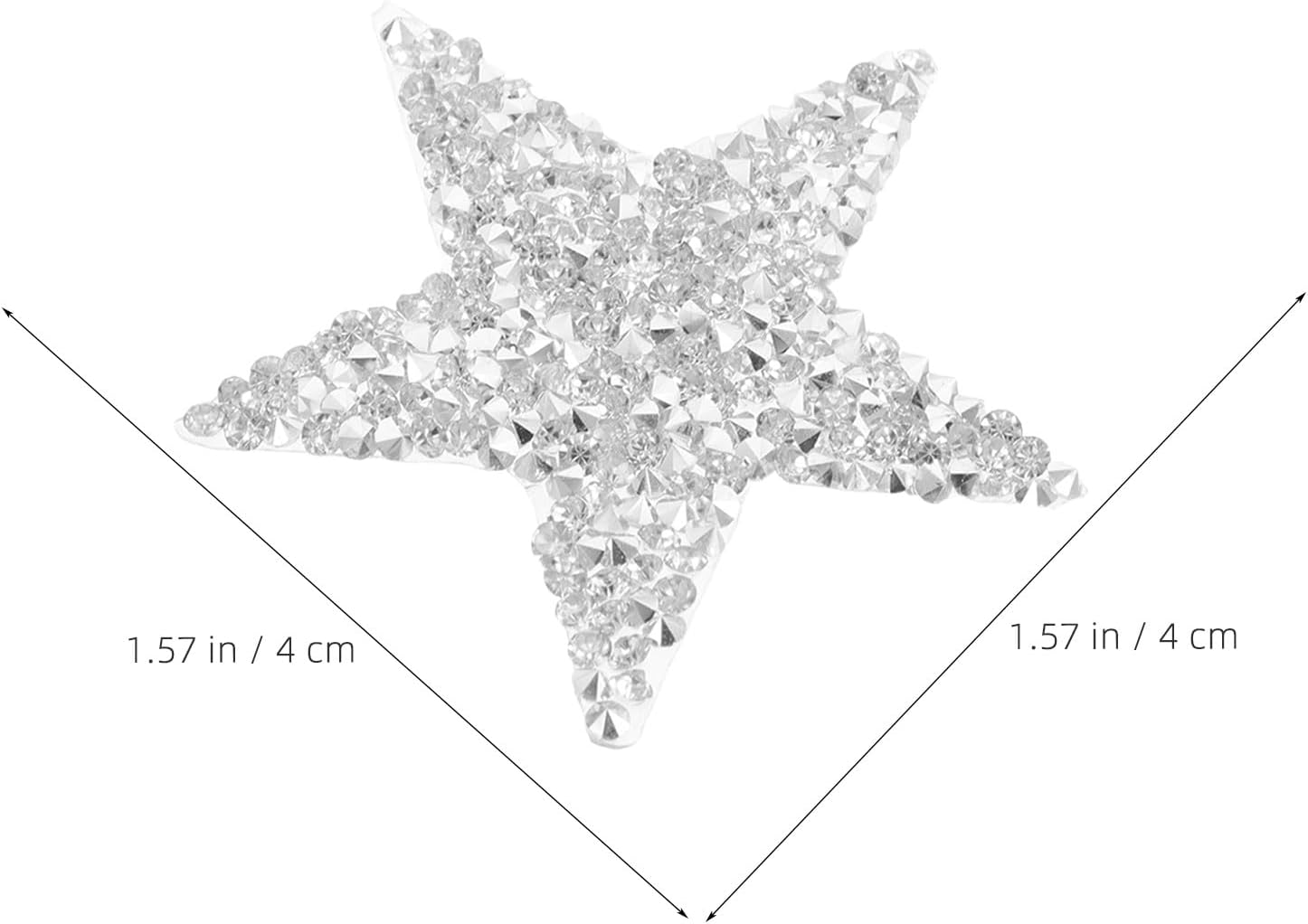 16pcs Rhinestone Star Patch - 1.6 Inch Silver Star Iron On Patches - Vintage Sequin Fabric Embellishments for Clothes Dress Pants Jeans