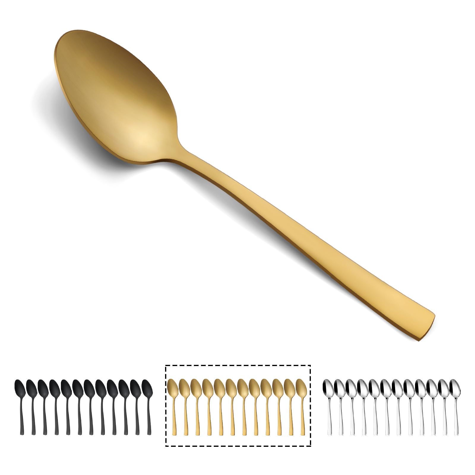 Teelöffel 12 Stück, Hunnycook Gold Kleine Löffel Kaffeelöffel Edelstahl, 5.4 ''(13,8 cm) Teelöffel/Espressolöffel/Dessertlöffel für Zuhause/Party/Restaurant, Spülmaschinenfest