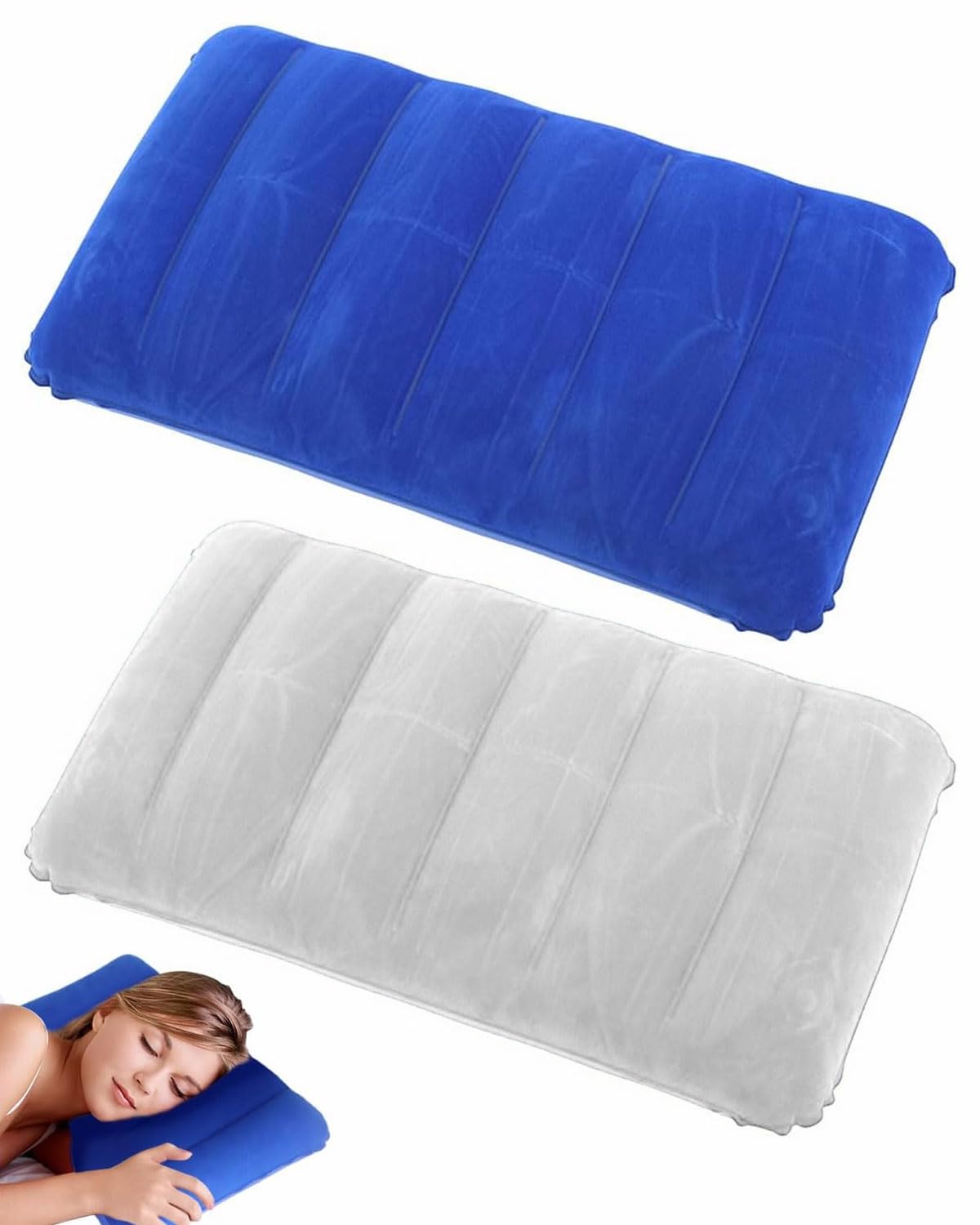 2 piezas Almohadas Inflables de Viaje para Acampar Almohada para Inflar Almohadas de Camping Hinchables Almohada de Viaje Cojín de Aire para Playa, Senderismo