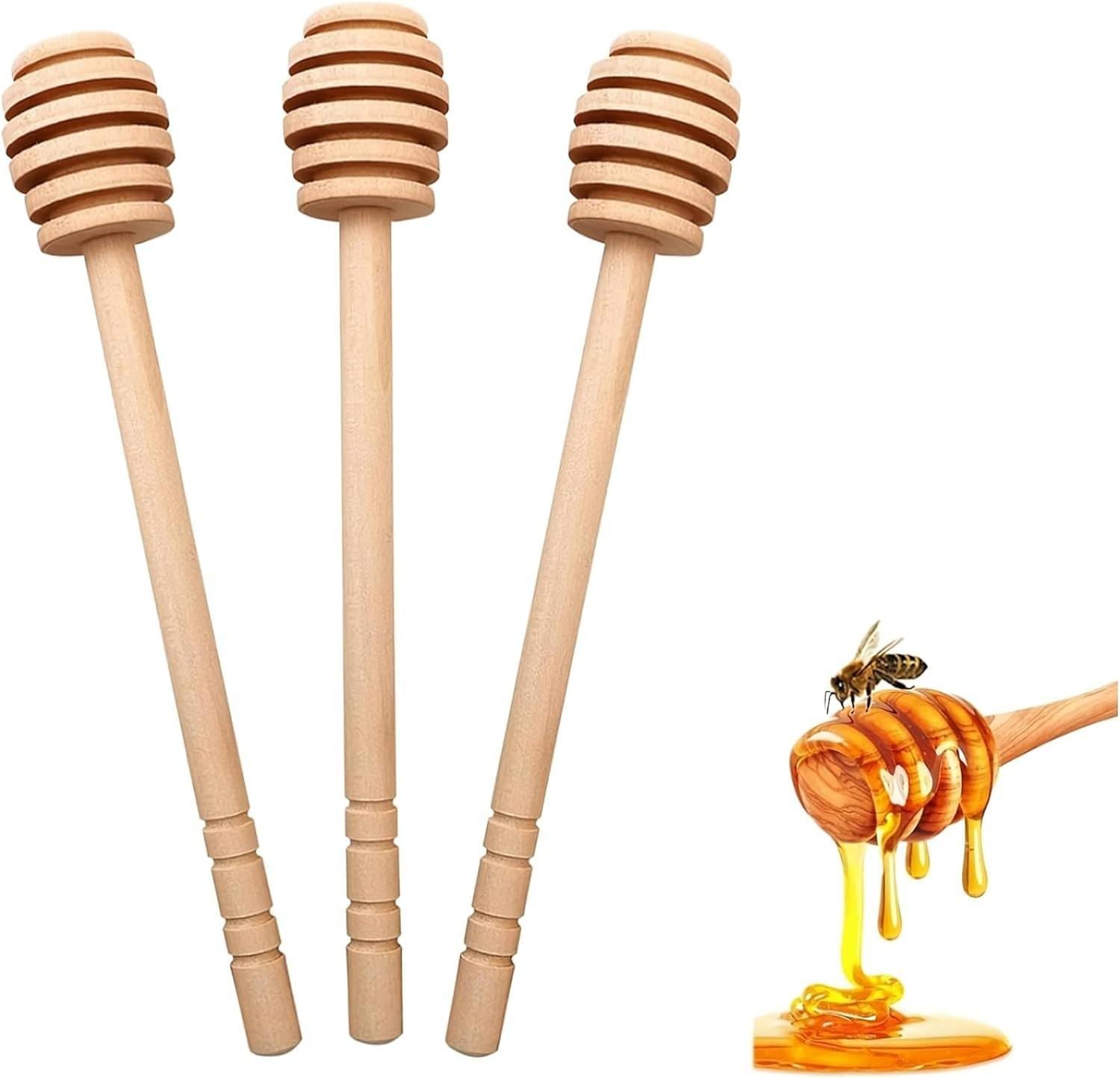 3Pcs Honey Dipper Sticks, 16cm Wooden Honey Spoon Stirrers for Honey Jar Dispense Drizzle, Honeycomb Stick, Honey Stick
