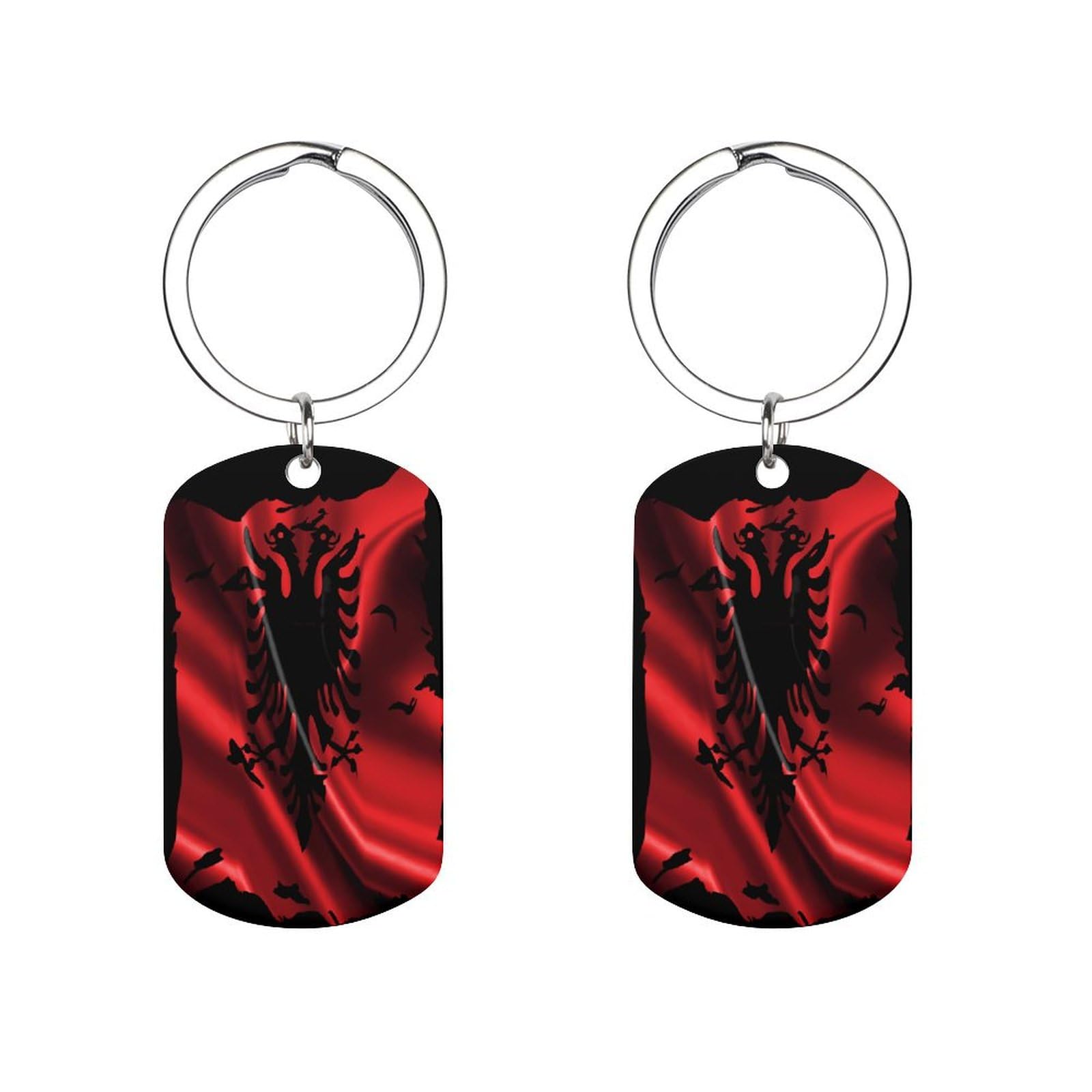 KWQDOZF Vintage Torn Broken Albania Albanian Flag Metal Keychain Key Ring for Women Men,Fashion Pattern Keyring for Dad Son Brother Husband Grandson Accessories Holiday Gifts