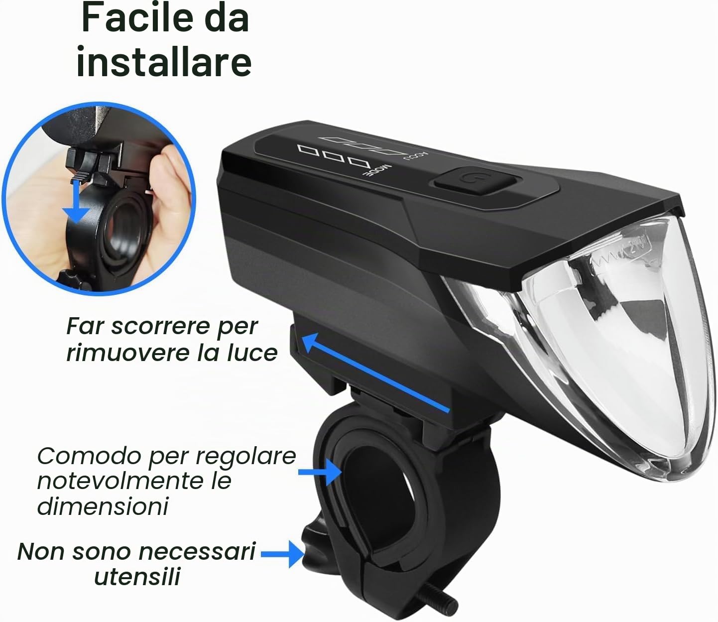 ANTELA Luci Bici Anteriori & Posteriori | USB Ricaricabile LED, con Sensore Automatico, Kit di Impermeabile Luce Bici, Ispezione dei freni, per Guida Notturna