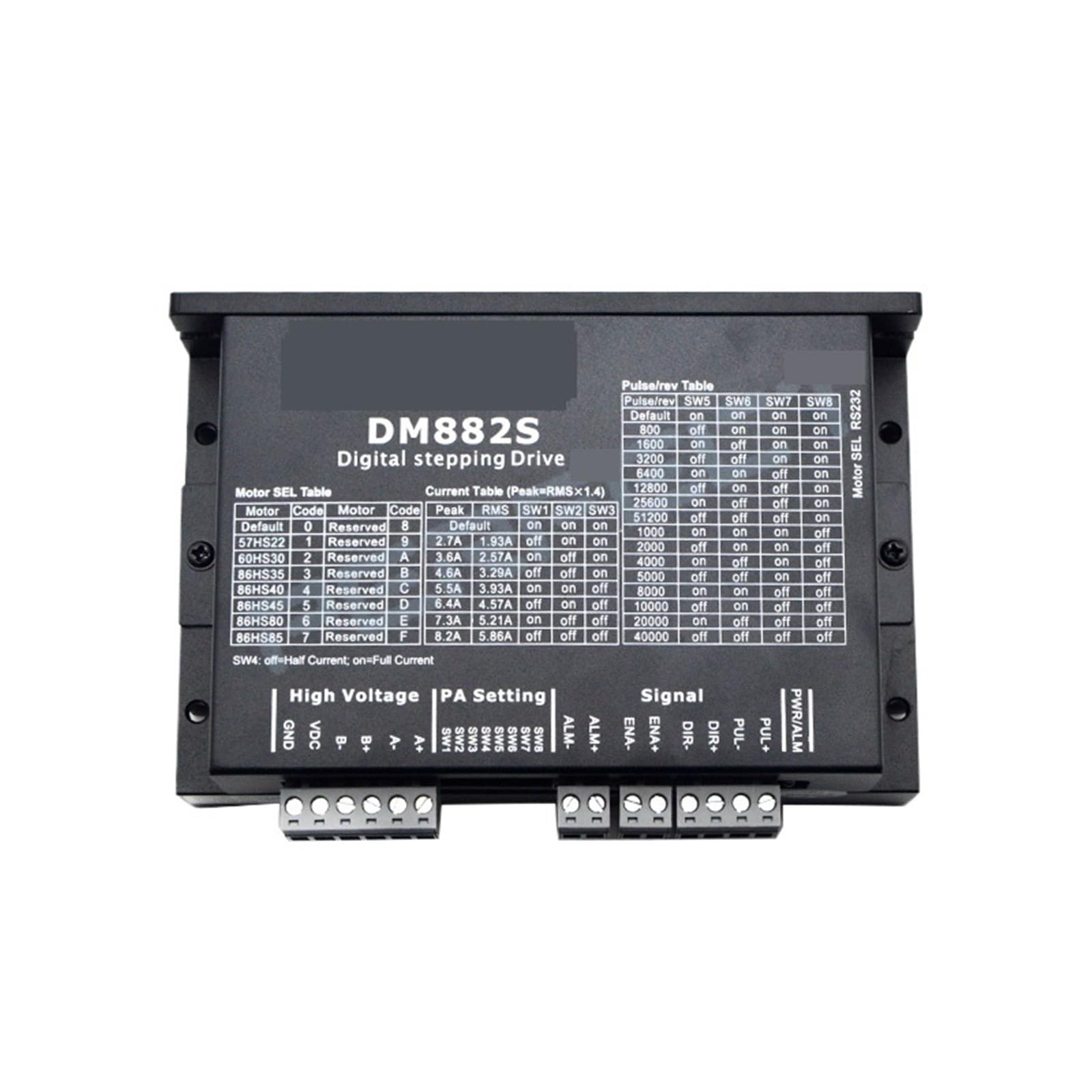 1 controlador de motor paso a paso DM882S 2 fases CC 20-80 V 8,2 A 0,1 A