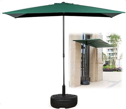 8 feet Half Patio Umbrella Outdoor with Base, Adjustable Height 30in Pure Color Garden Half Umbrella Small Balcony Umbrella 98x51inch Color Green