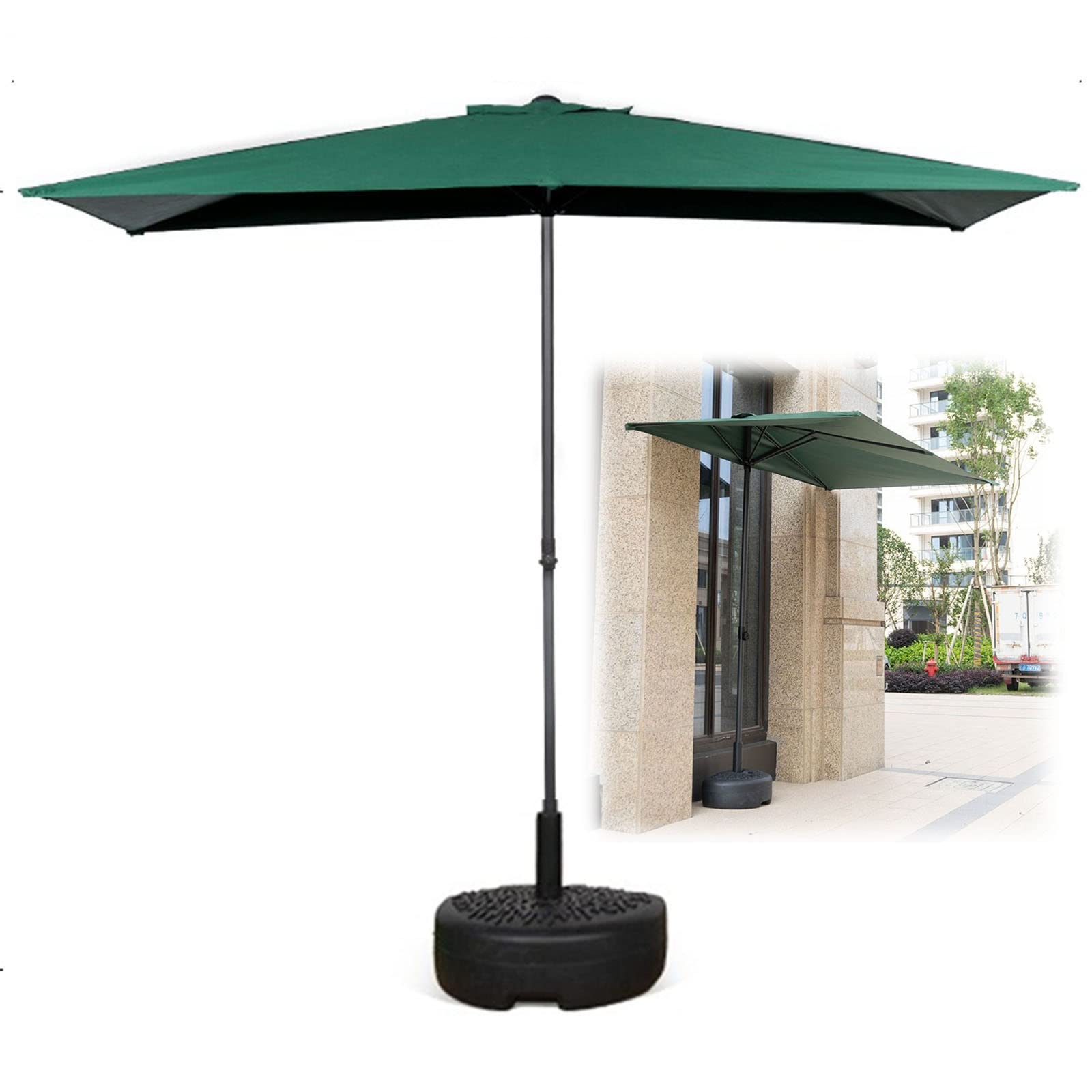 Parasol ogrodowy, regulowana wysokość 170-255 cm, nowoczesny design, zielony, idealny na balkon, taras i ściany