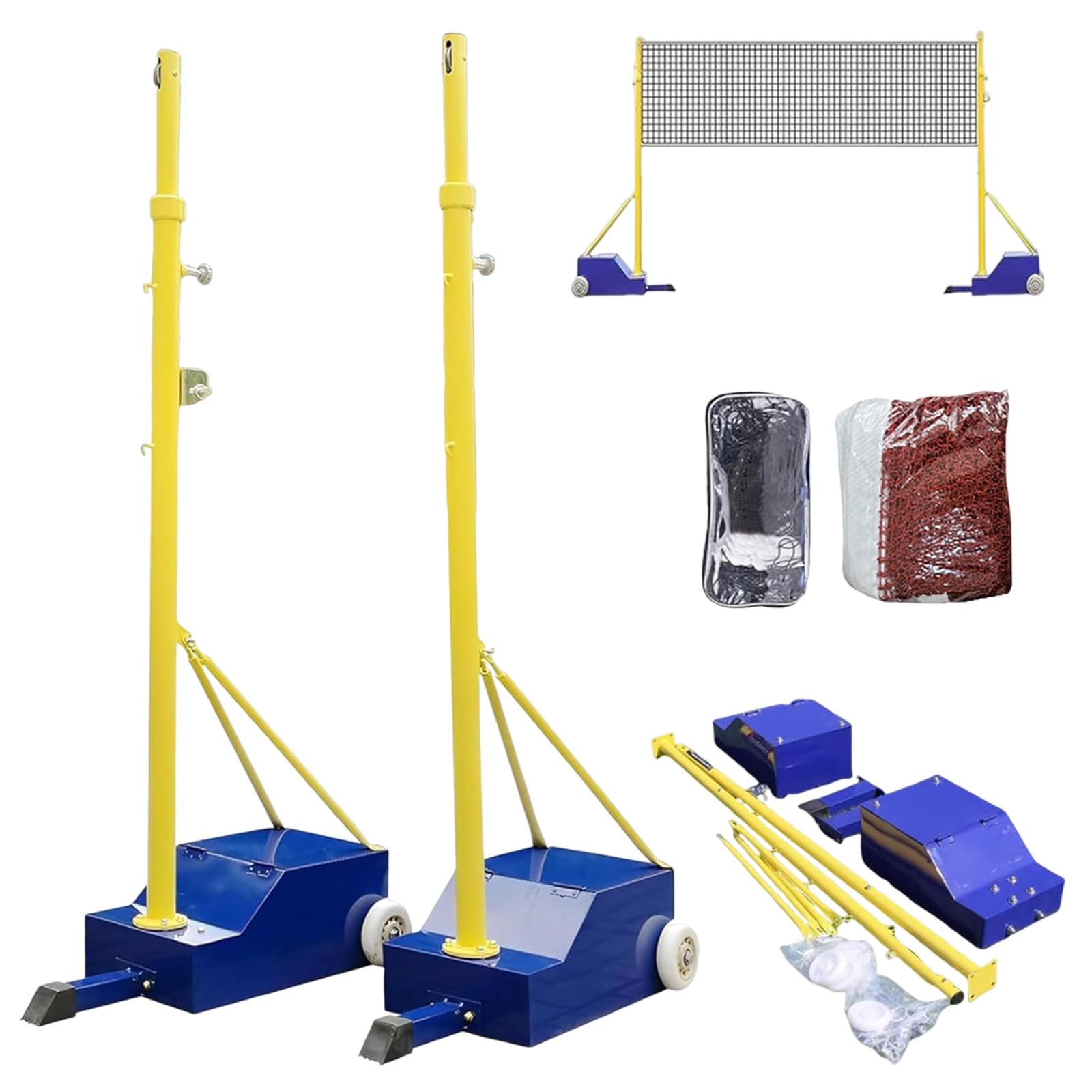 Rete da badminton portatile con pali resistenti e base riempibile per sport indoor outdoor in cortile giardino