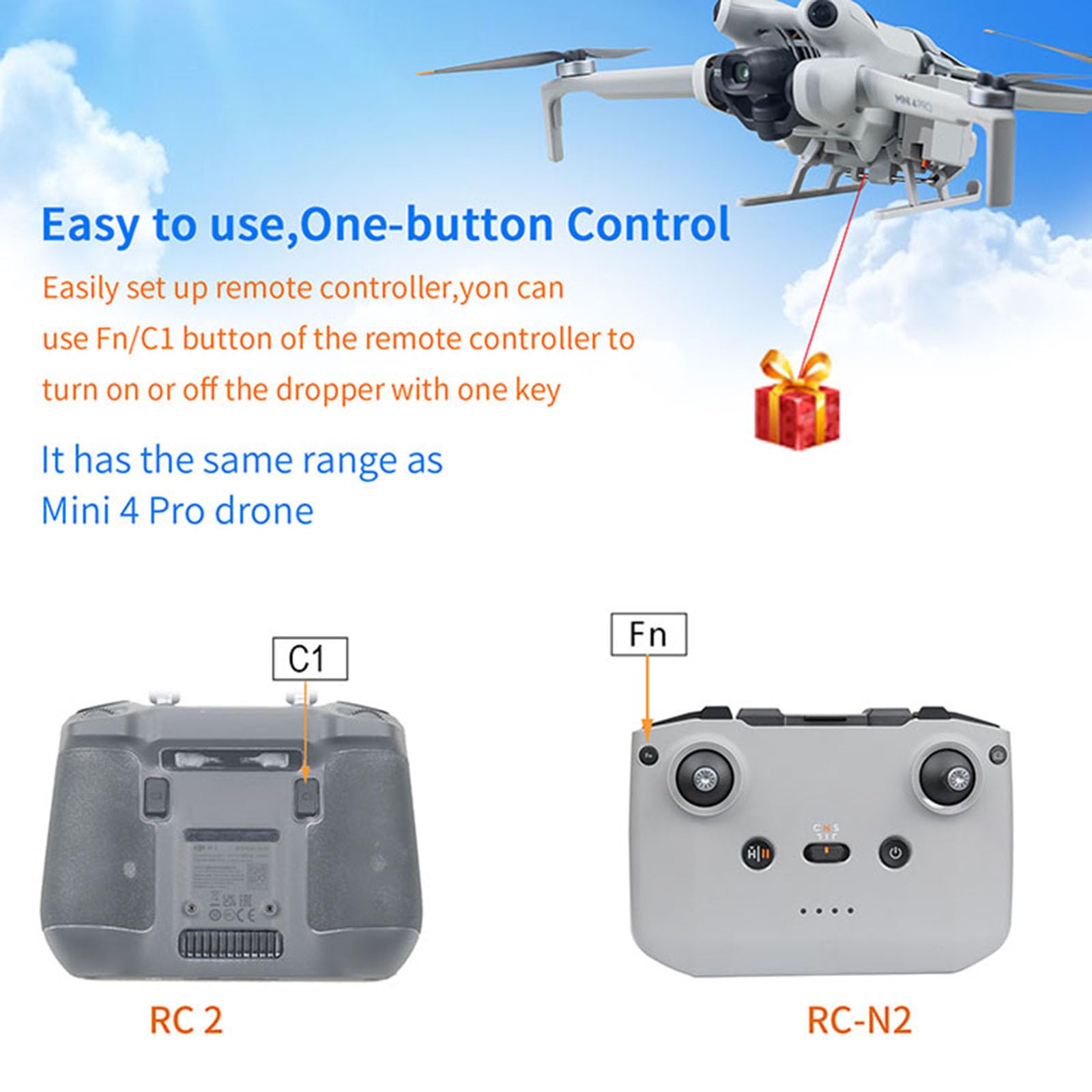 System zrzutu drona z podwoziem lądowania dla DJI Mini 4 Pro Czuły na światło urządzenie do transportu, dostawy i uwalniania ładunku Rozszerzone nogi