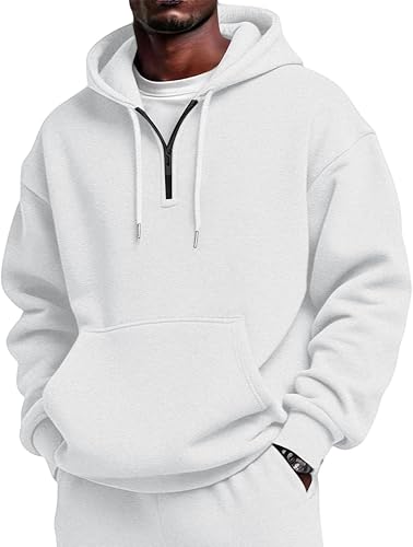 Vividcrate Fall Basic Men Hoodie Quarter Zip Pullover Plain 
