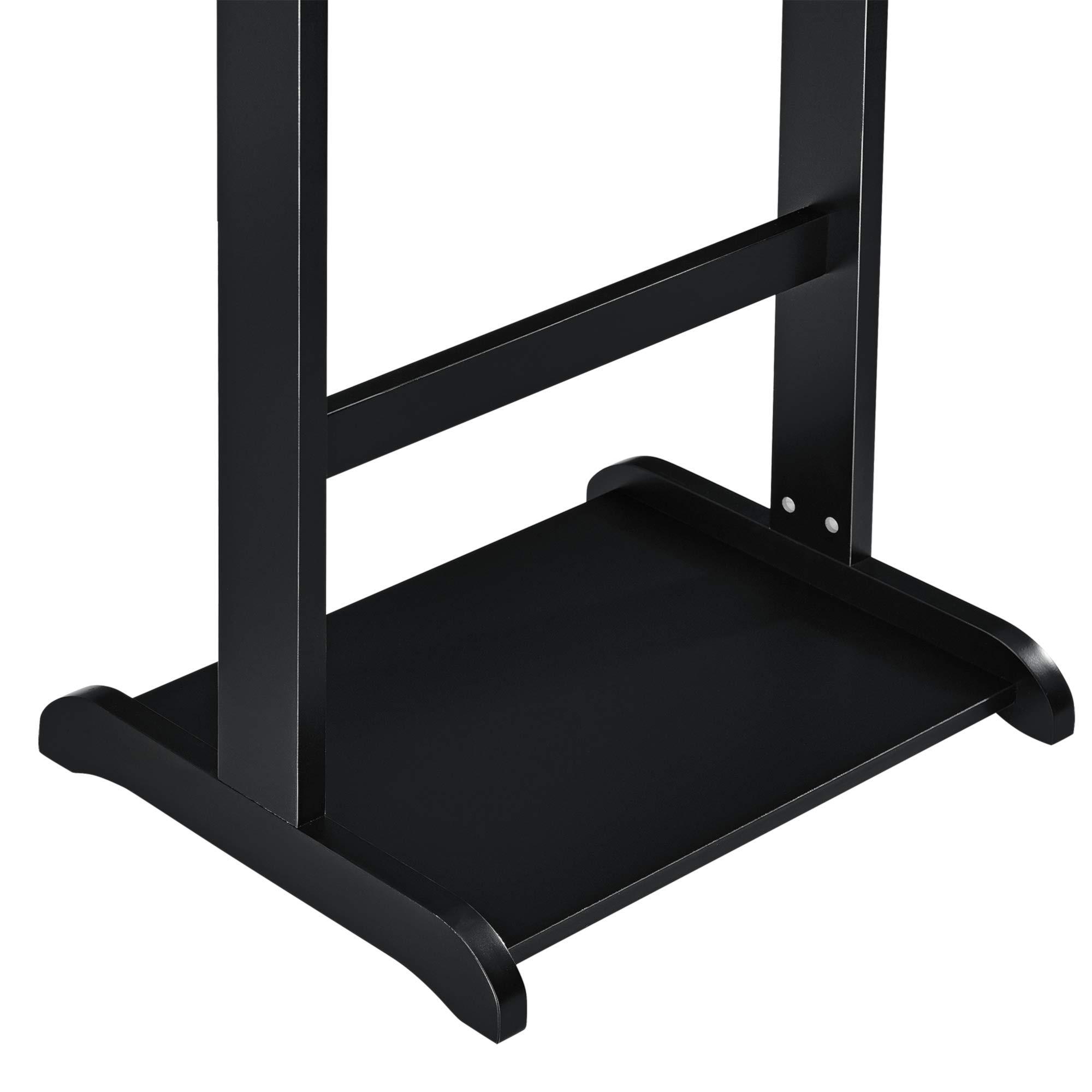 [en.casa] Valet de Chambre avec Boîte Ouvrable de 4 Poches Porte-Costumes Valet de Nuit avec Cintre Élégant Bureau Salon Chambre à Coucher MDF Bois de Pin 44 x 35 x 110 cm Noir