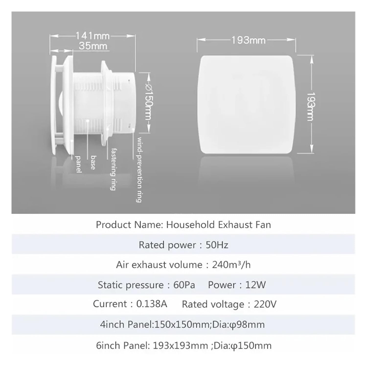 4 inch Exhaust Fan Ventilator wall Mounted Window Type(4Inch)