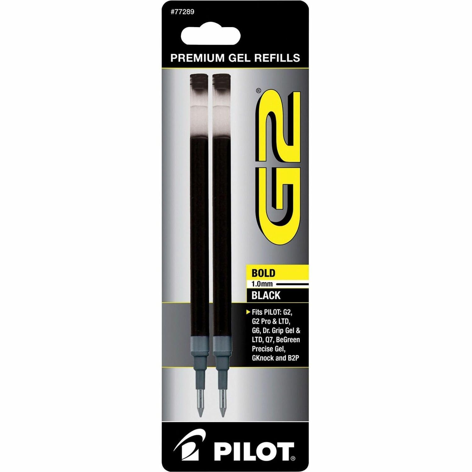 Pilot, G2 Gel Ink Refills, Bold Point 1 mm, Black, Pack of 2
