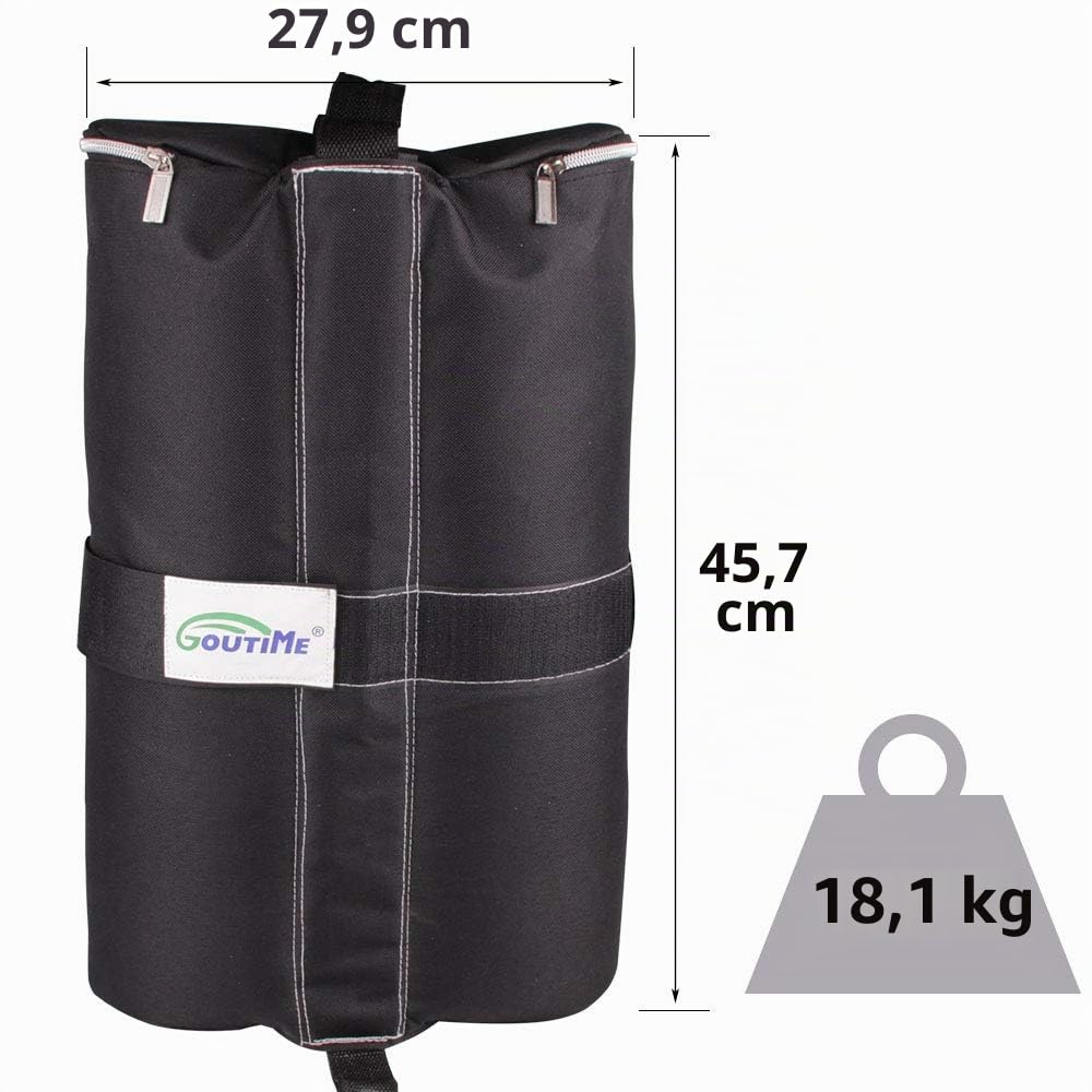 Goutime Sacs Lest Sable pour Tentes Barnum Pliant Poids Lesté pour Tonnelle,Noir 4 Pièces/Ensemble，Sac lestage Sable（Noir Sac de Sable）