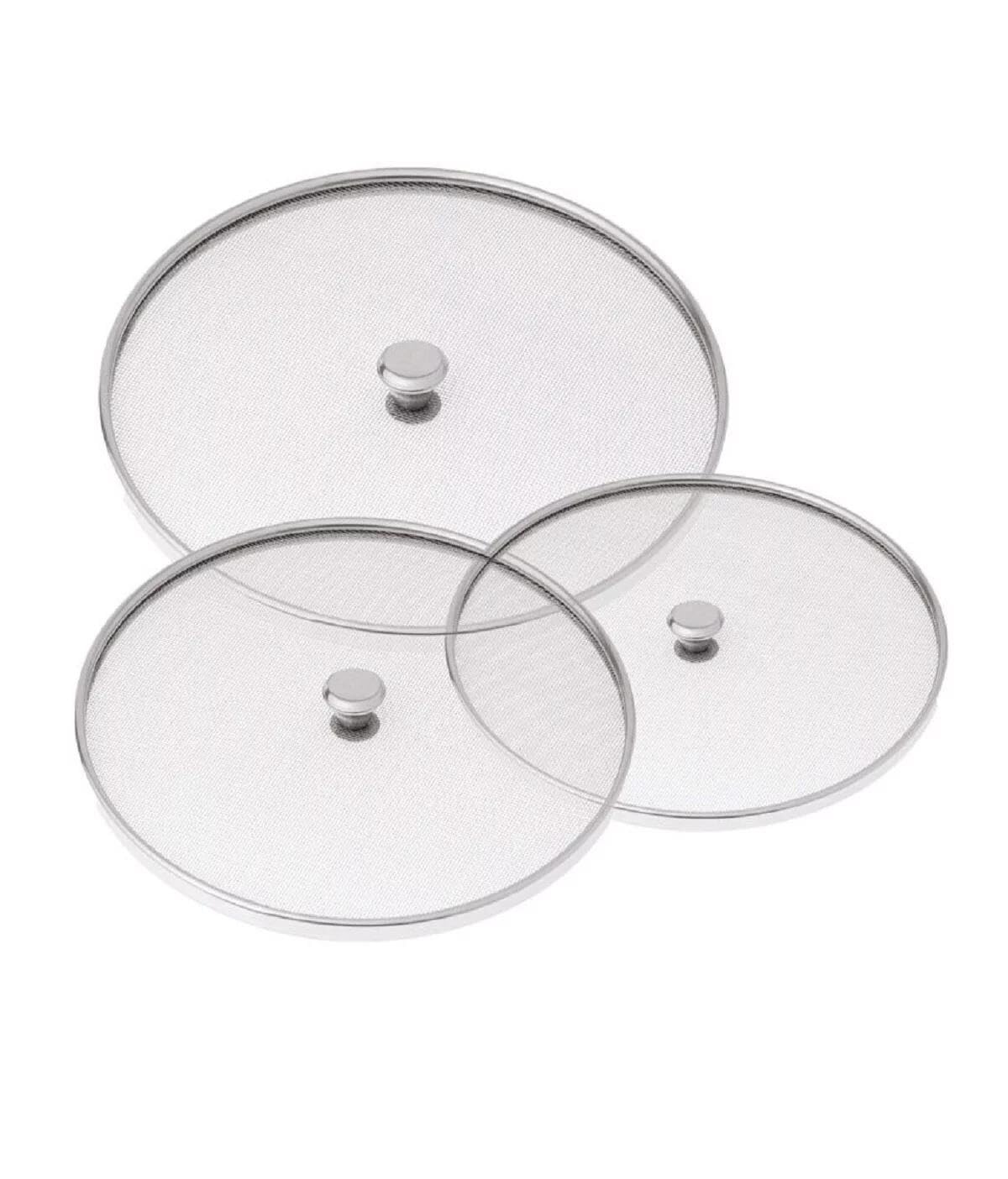 SIMKA Combo Pack Stainless Steel Multipurpose Net Cover (Set of 3) - Lid Strainer, Splash & Splatter Guard, Milk Cover, Steel Jali for Kitchen Use