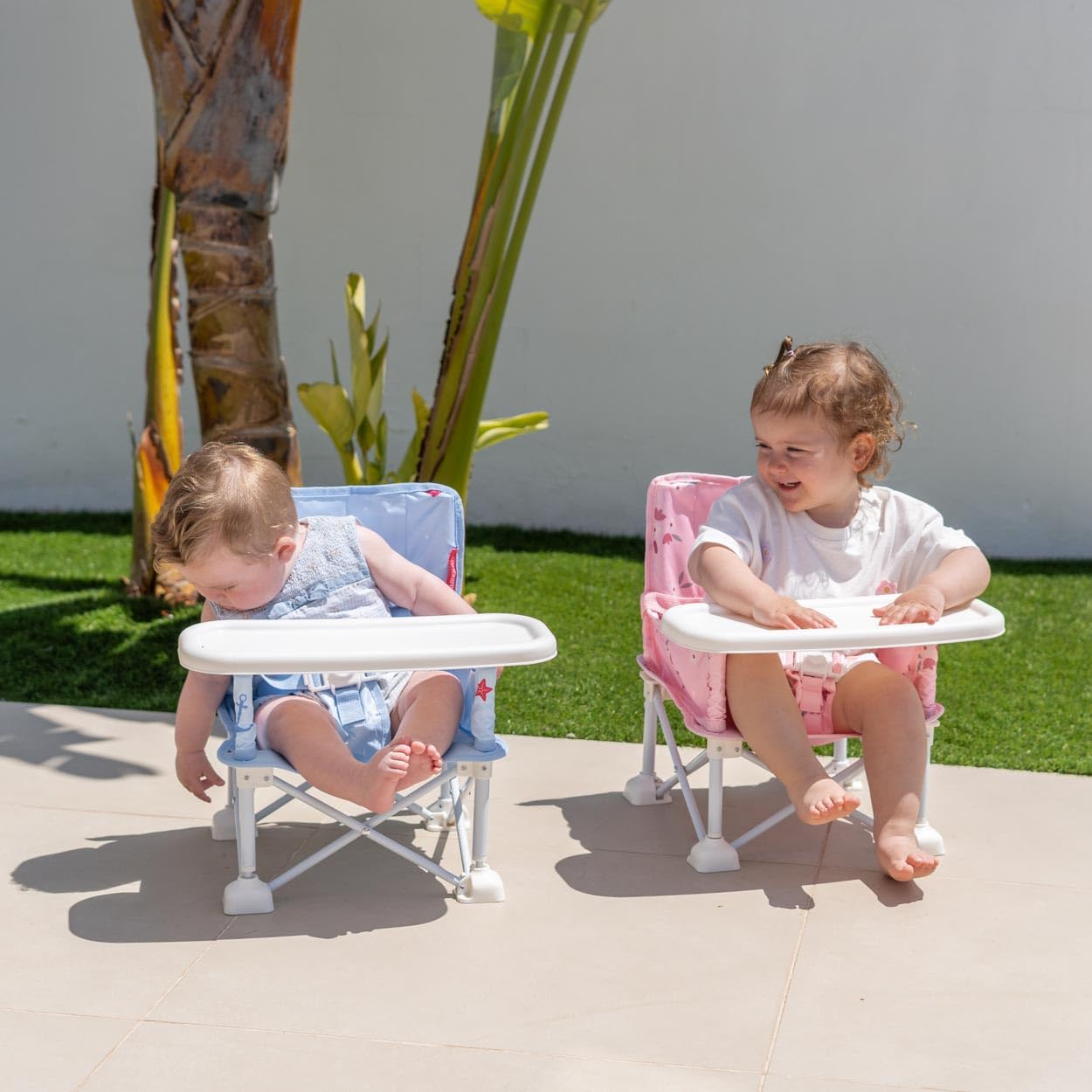 Flamingueo Chaise de Plage Légère - Pliable - pour Bébés - 6-36 Mois - Tissu Polyester et Acier - Imperméable - Sac de Transport Inclus - Bleu