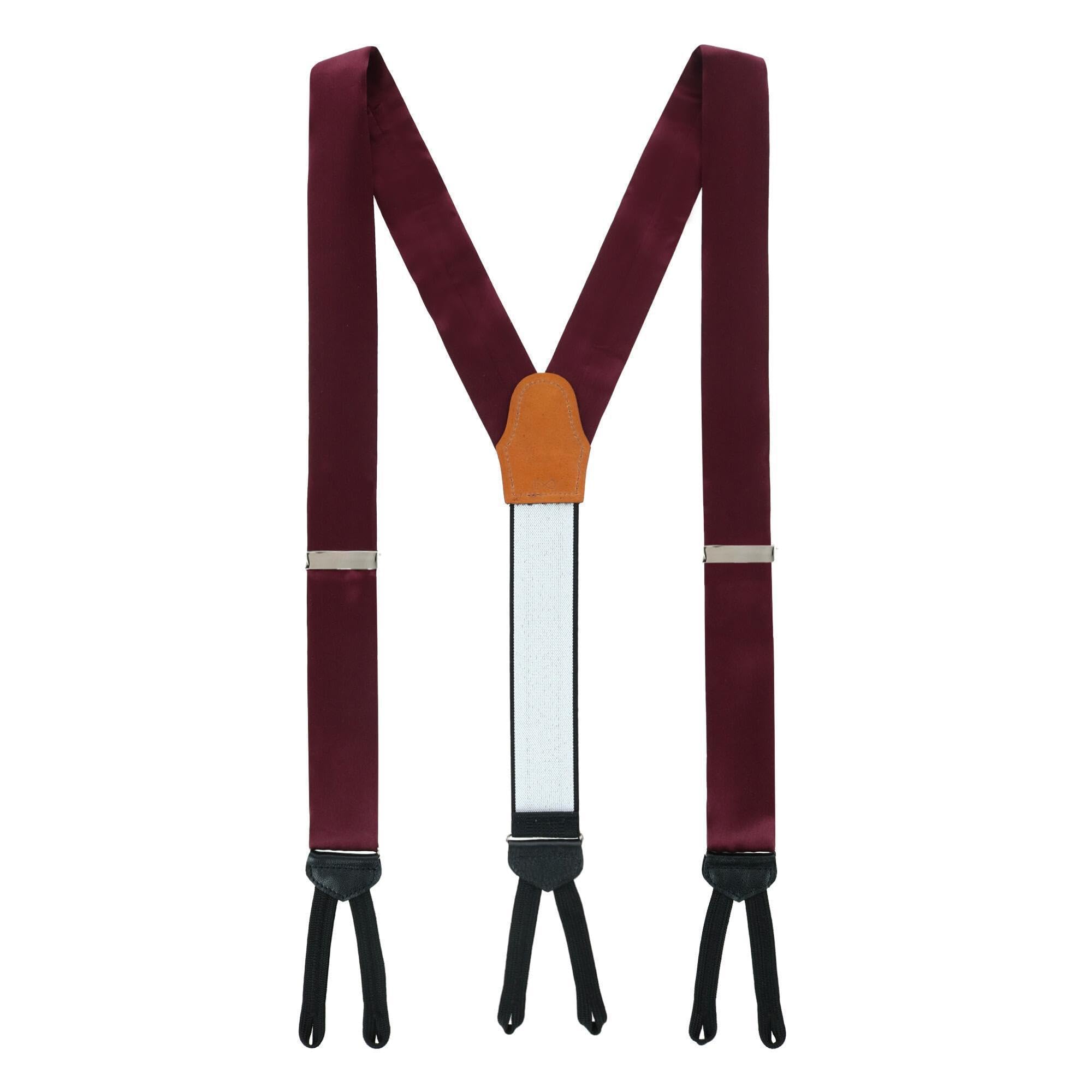 Trafalgar Men's Burgundy Sutton Solid Colour Silk Formal End Braces 35Mm Y-Back,
