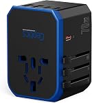 Ceptics 70W World International Travel Plug Adapter - Powerful GaN Tech with Pd & QC 3.0 Dual 3X USB-C Power - 2 USB Ports Wall Charger Type I C G A Outlets 110V 220V A/C - EU Euro US UK (70-KU)