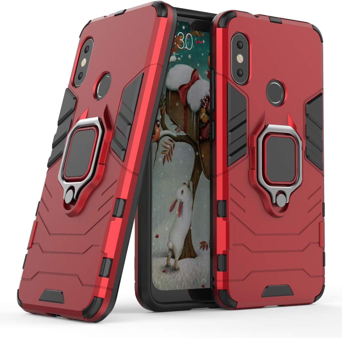 Cocomii Black Panther Ring Xiaomi Mi A2 Lite/Redmi 6 Pro Case, Slim Thin Matte Vertical & Horizontal Kickstand Ring Grip Protection Bumper Cover Compatible with Xiaomi Mi A2 Lite/Redmi 6 Pro (Red)