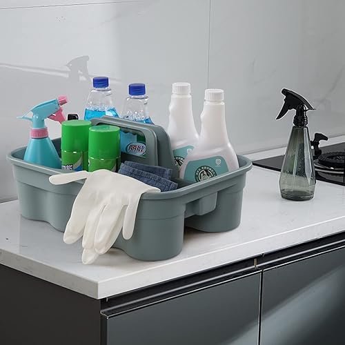 Miniatura 6 de Begale Paquete de 4 productos comerciales Deluxe Carry Caddy para productos de limpieza, cesta de limpieza de plástico de 2 compartimentos