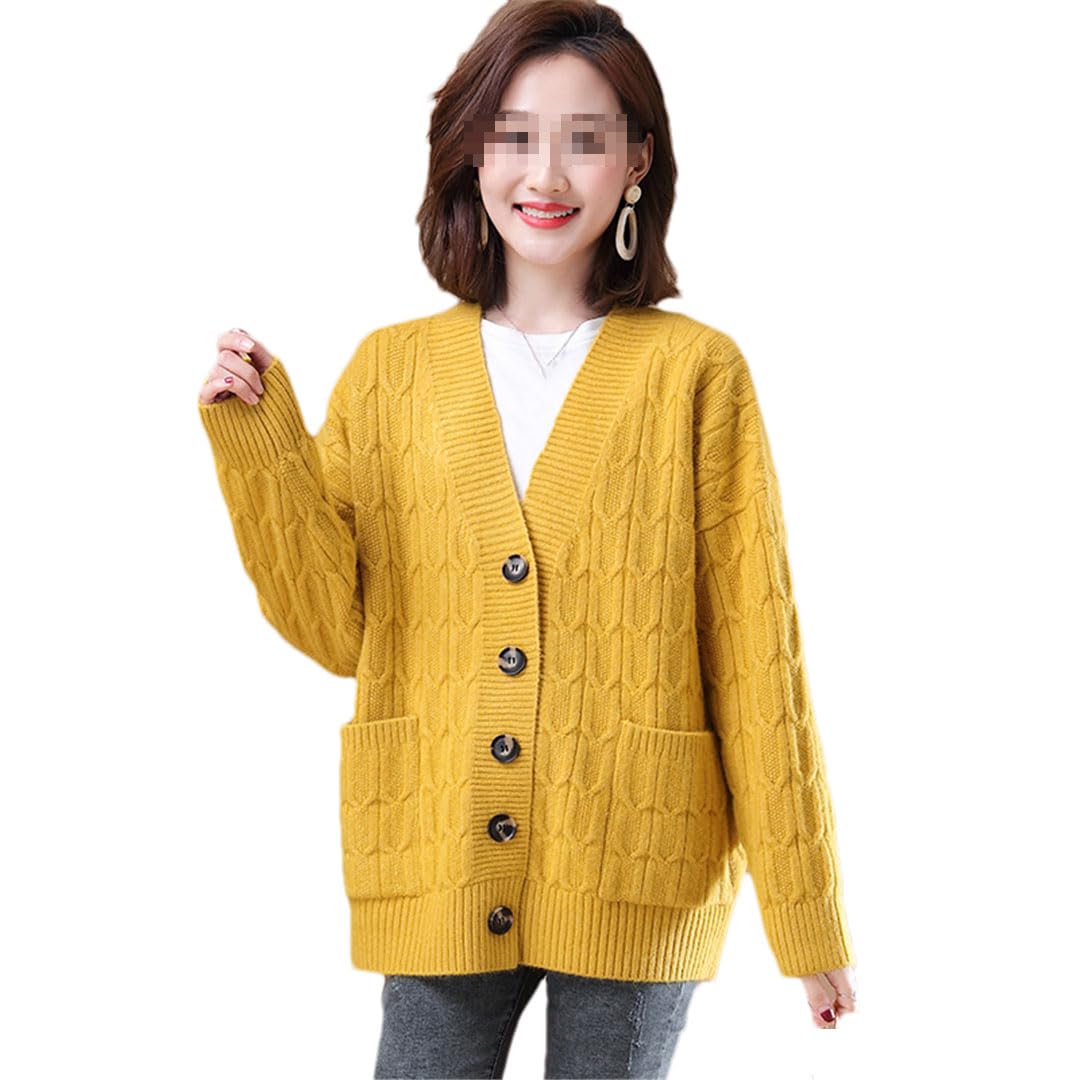 Vogrtcc Cárdigan con Frente Abierto para Mujer, Suéter con Botones, Cárdigan De Longitud Media, Chaqueta De Punto, Abrigo