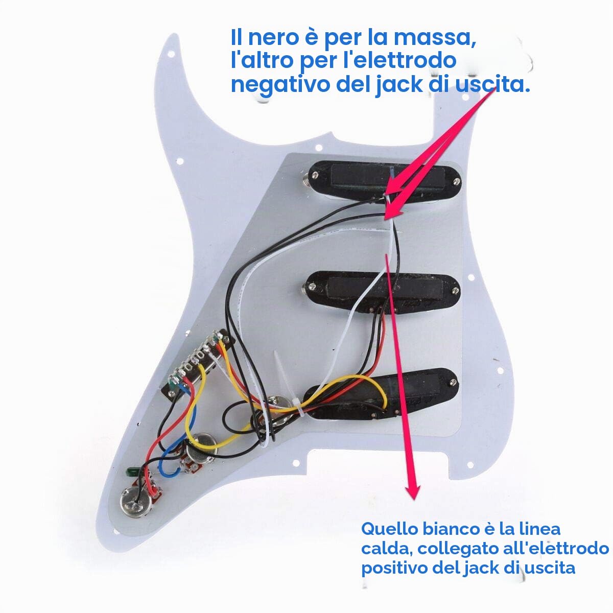 Musiclily Basic ST-HSS Battipenna Precablato Pickguard 3 Strati Bianco | con Pickups Ceramica Single Coil Humbucker Set, per Chitarra Elettrica tipo Strat