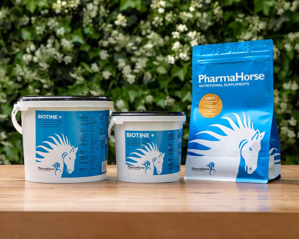 PharmaHorse Biotine+ | Biotine Cheval | Croissance cellulaire Cheval | Peau & Fonctions nerveuses | Métabolisme énergétique | Pas de sucres ajoutés | 3000 grammes