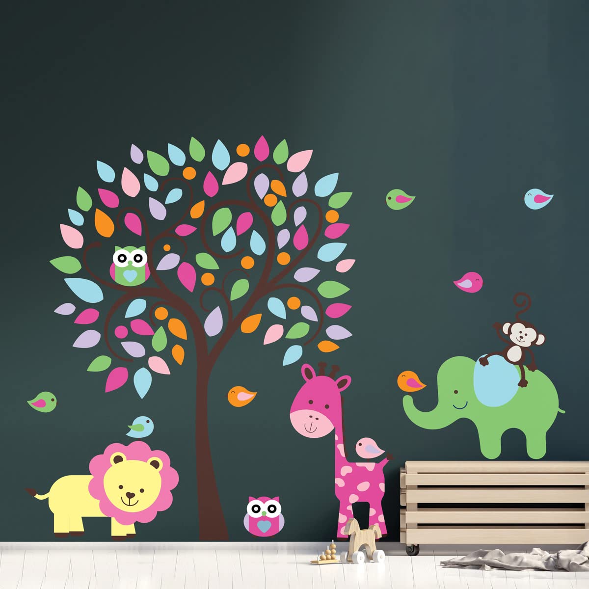 Children's Wall Stickers - Baby Room Decoration - Children's Bedroom Wall Sticker - Multi-Coloured Jungle Animals - H60 x L80 cm - Image 2