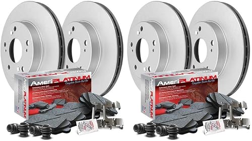 2013-18 Toyota Rav 4 - Pastilla de freno de cerámica delantera y trasera y rotores recubiertos para LE 10827in