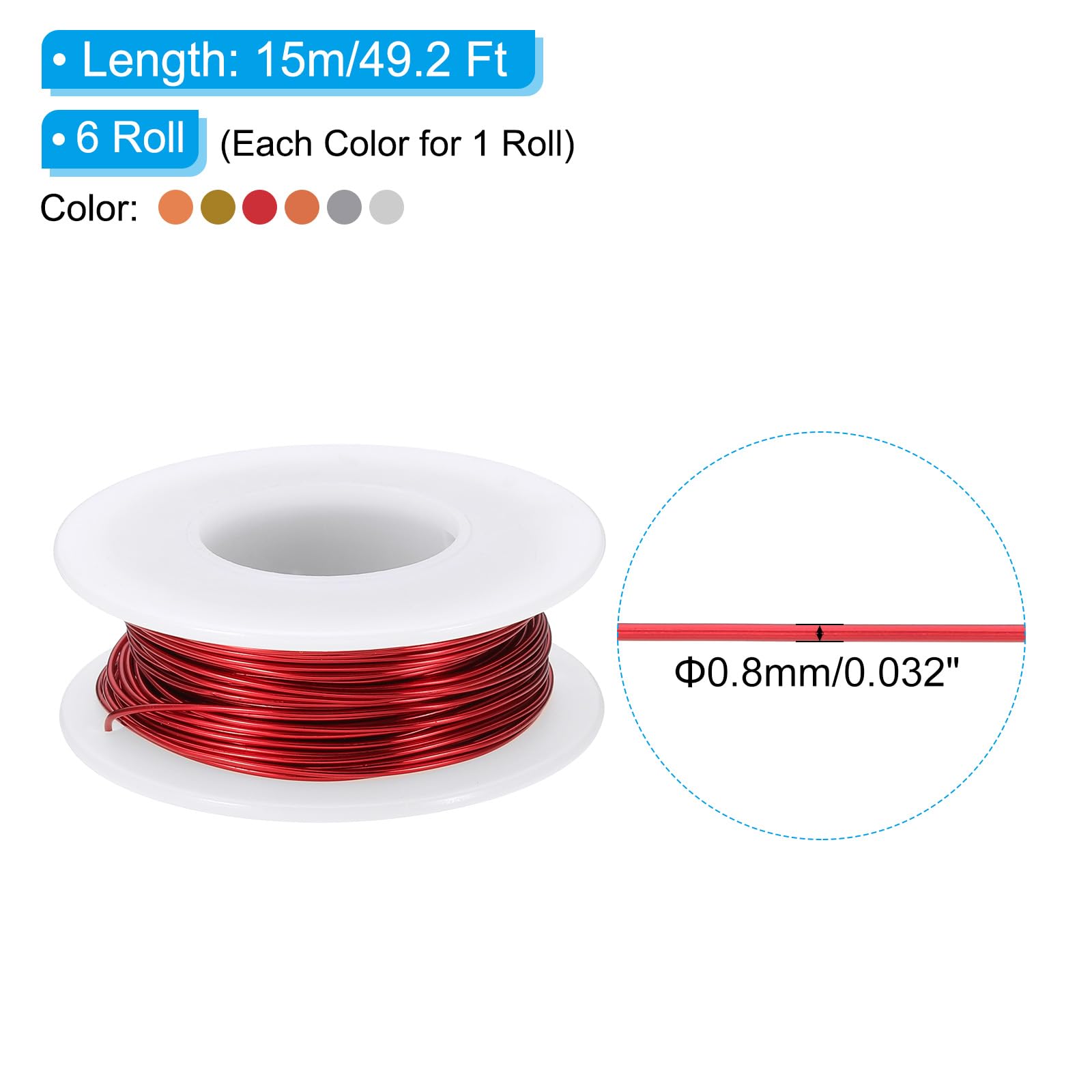 PATIKIL 20 Gauge 0.8 mm Aluminum Craft Wire - Image 2