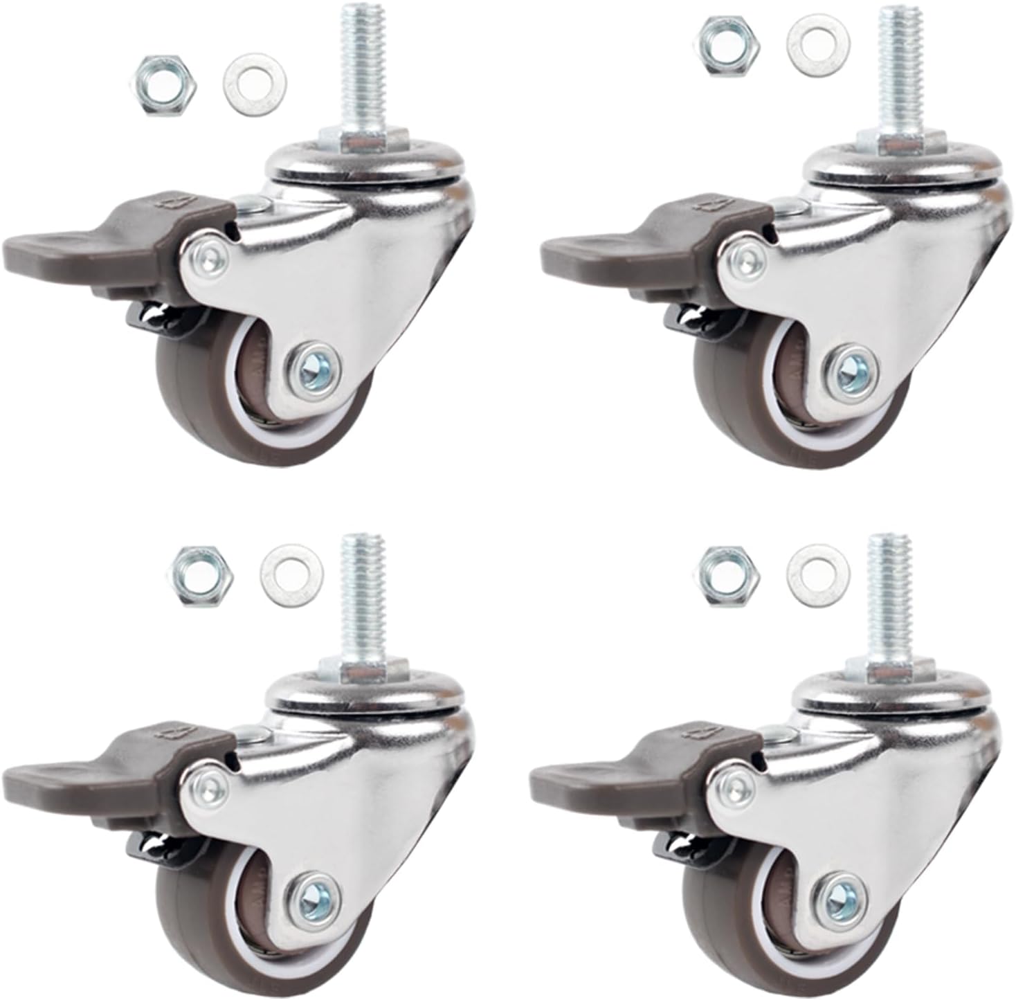 Luxinika 4 Pack 1 Inch Caster Wheels with Threaded Stem, Metric M6*15mm Stem ...