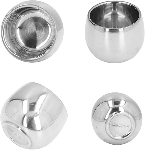 Miniatura 9 de 4 tazas de café de acero inoxidable, doble pared aisladas reutilizables de metal expreso, tazas de té