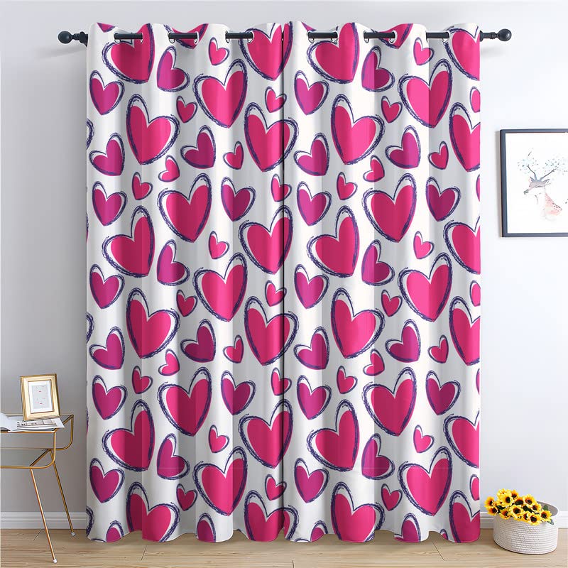 Amazon｜絶妙な遮光カーテン ピンクのハートカーテン 寝室 リビング