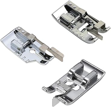 3pcs Sewing Machine Presser Foot Set - 1/4 Inch Quilting Patchwork, Stitch in Ditch, and Overcast for Most Low Shank Snap-On Singer, Brother Machines