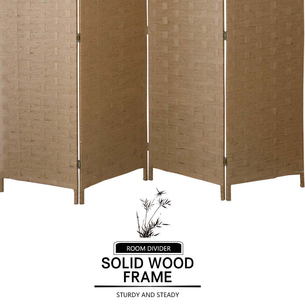 cocosica Room Divider and Folding Privacy Screen, 4 Panel Wood Mesh