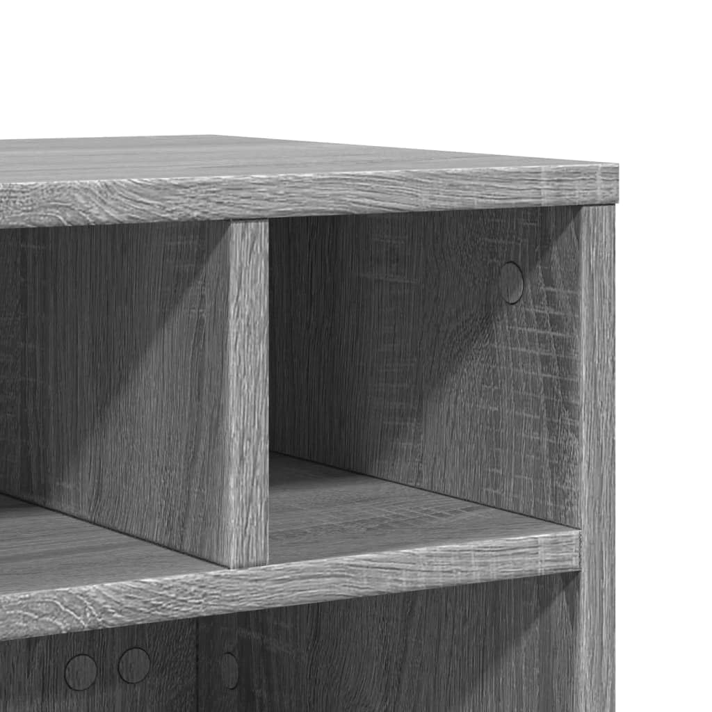 Druckertisch auf Rollen Grau Sonoma 41x32x34,5 cm, Druckerständer mit Rollen aus Holzwerkstoff, Stabiler Druckerwagen mit 2 arretierbaren multifunktionaler Organizer für Büro,