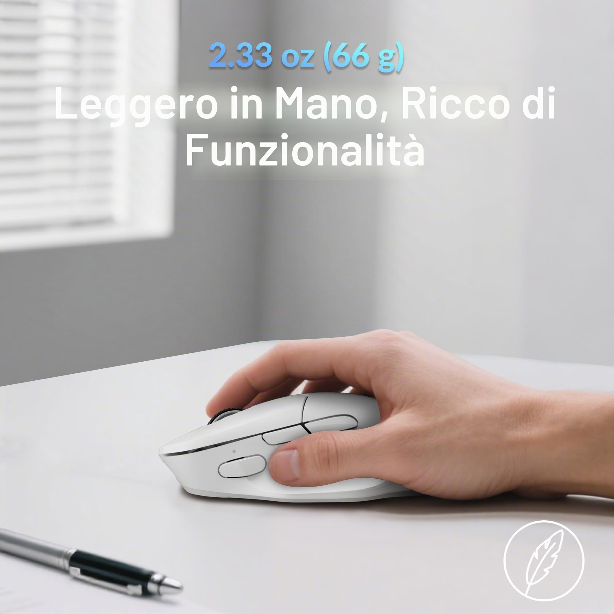 Keychron M7 Mouse Gaming Wireless 8K Polling Rate – Ultra-Leggero 63 g, Sensore PixArt 26.000 DPI, Tri-Mode (2.4G/Bluetooth/Cavo), Tasti Programmabili, Bianco