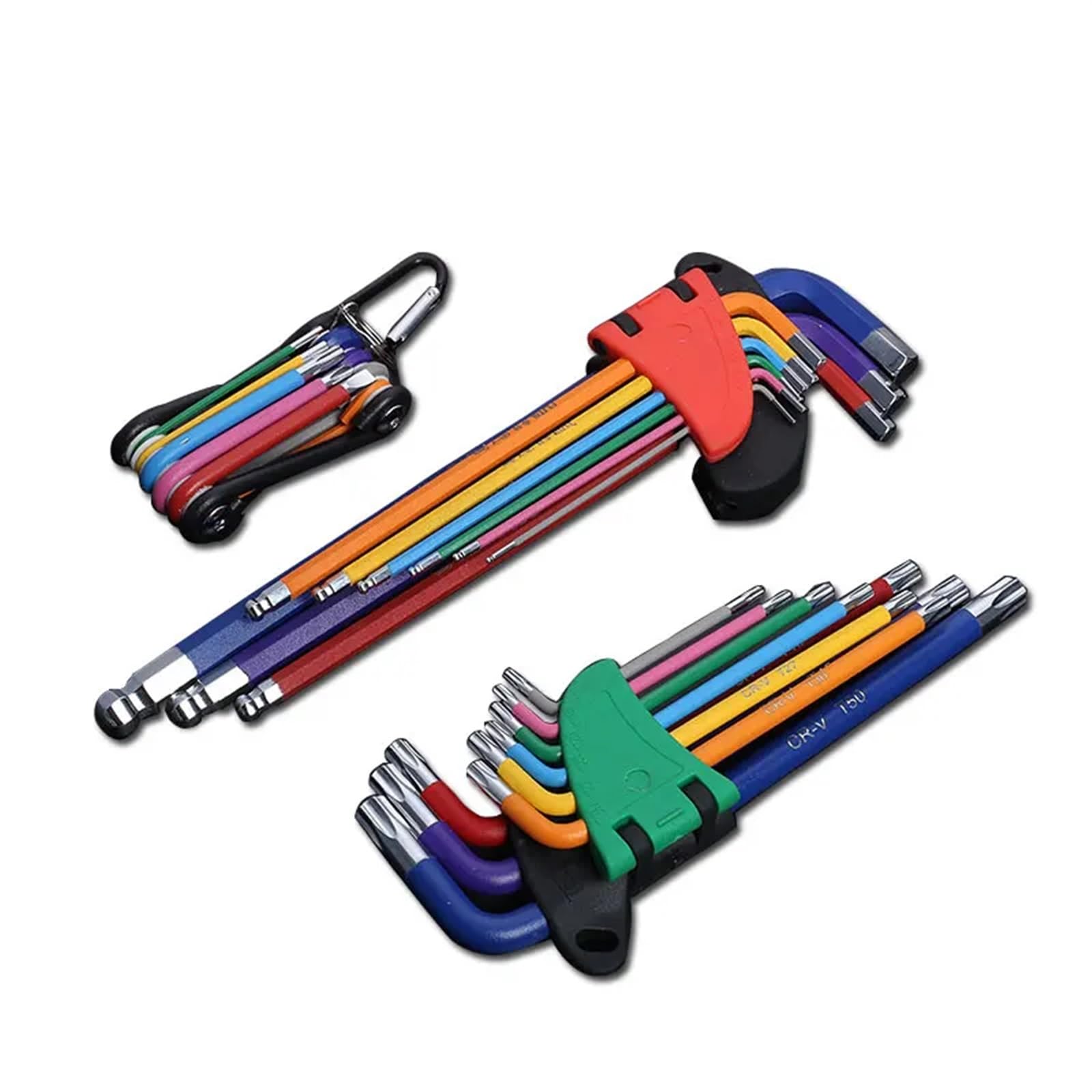 Generico set brugole Set di chiavi a scatola Torx Star Key Cacciavite Chiavi a brugola con estremità sferica Strumento L Tipo 9Pc Coppia a bussola metriche lunghe(HEX KEY SET LONG)